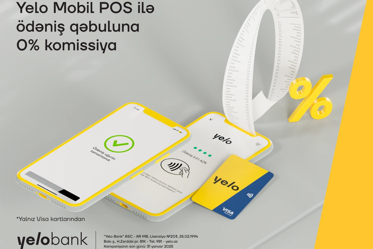 Yelo Mobil POS ilə komissiyasız ödəniş qəbulu hələ də qüvvədədir!