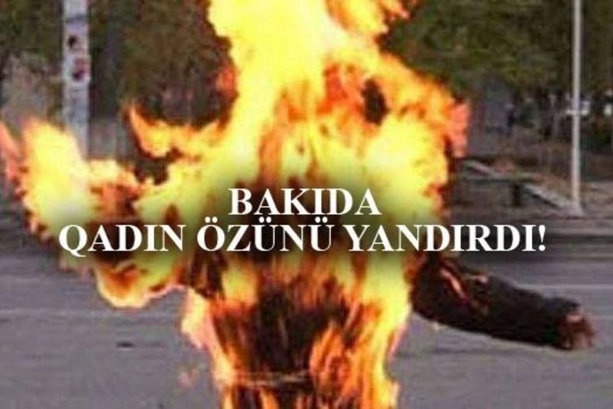 Bakı bazarında qadın özünü yandırdı