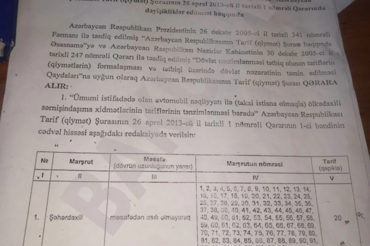 Bakıda bəzi sahibkarlar avtobuslarda gedişhaqqını qaldırdılar (Tarif Şurasının təsdiqlədiyi CƏDVƏL)