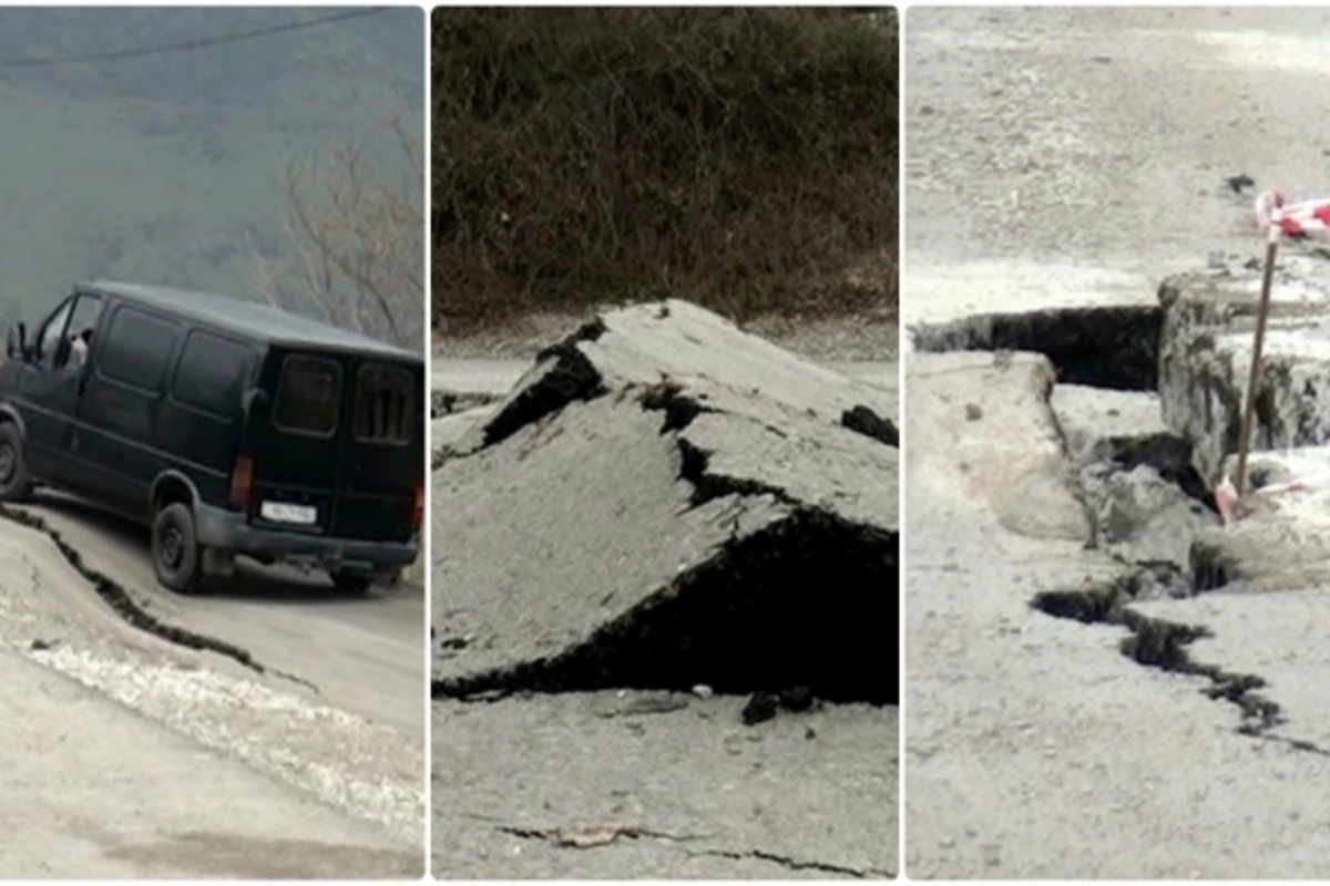 Azərbaycanda magistral yol çökdü (FOTO, VİDEO)