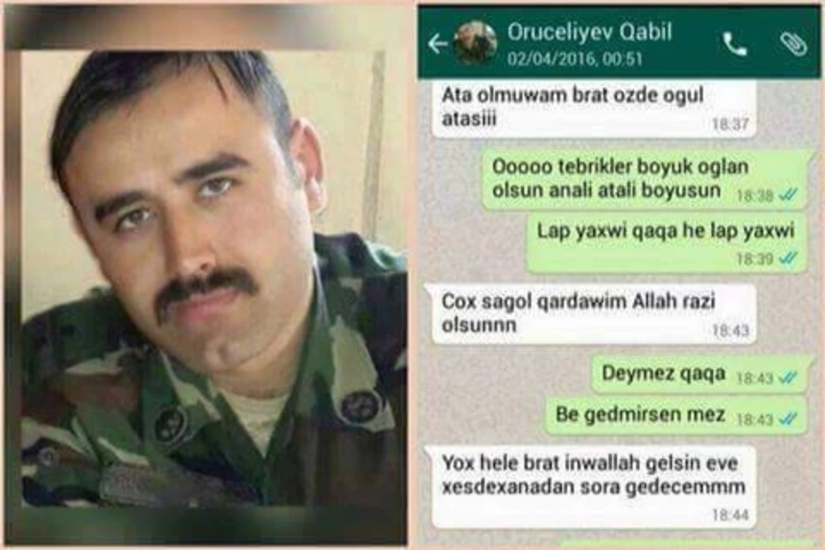 Şəhid zabitin son yazışması: Oğul atası olmuşam (FOTO)