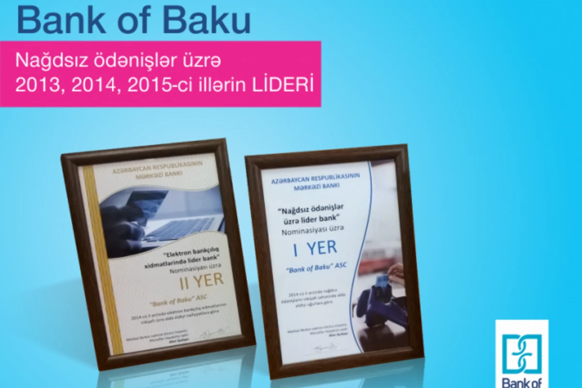 Mərkəzi Bankın “Nağdsız Ödənişlər üzrə Lider Bank” nominasiyasında Bank of Baku yenə Qalib seçilib!