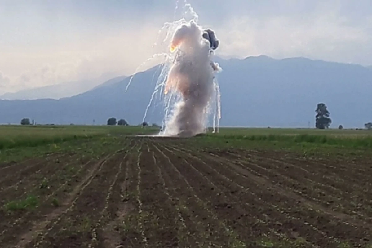 Ermənilərin atdığı kimyəvi bomba partladıldı - VİDEO/FOTO