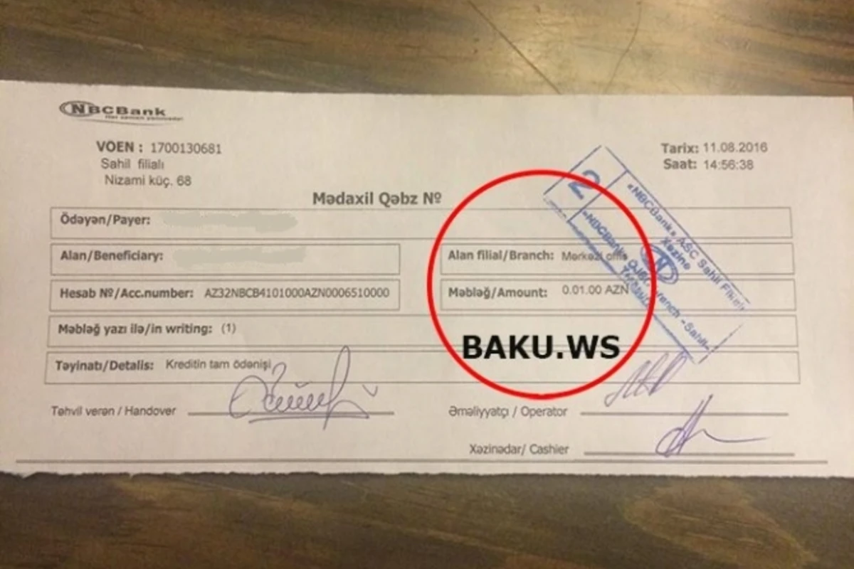 Bakıda görünməmiş hadisə: Bank 9 ildən sonra müştəriyə 1 qəpiklik borc çeki göndərdi (FOTO)