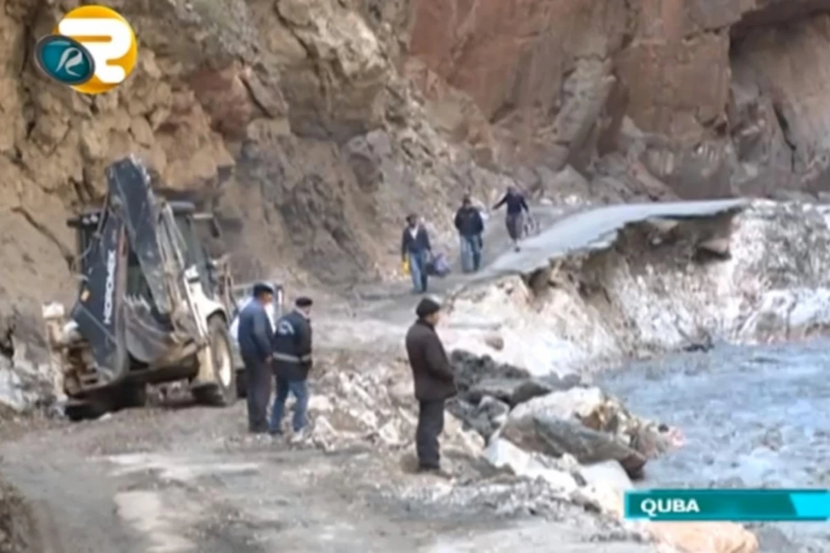 Xınalıq yolunu sel bu hala saldı - FOTO/VİDEO