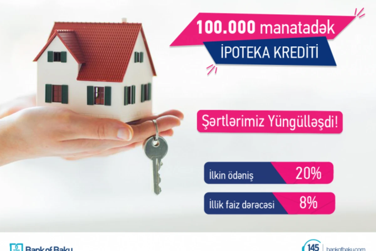 Bank of Baku-dan 20% ilkin ödənişlə 100.000 AZN-dək İpoteka Krediti!