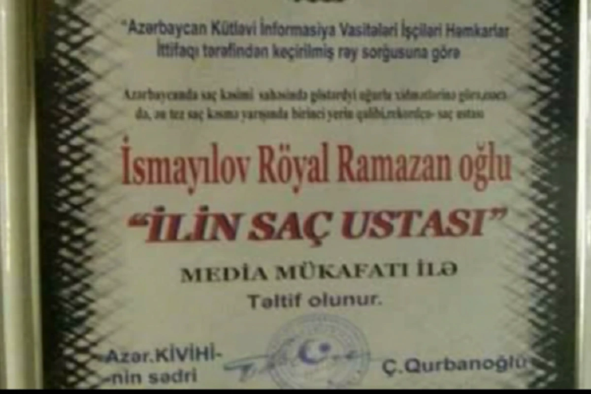 Azərbaycanda TRAGİKOMEDİYA: Saç ustasına media mukafatı verildi - VİDEO