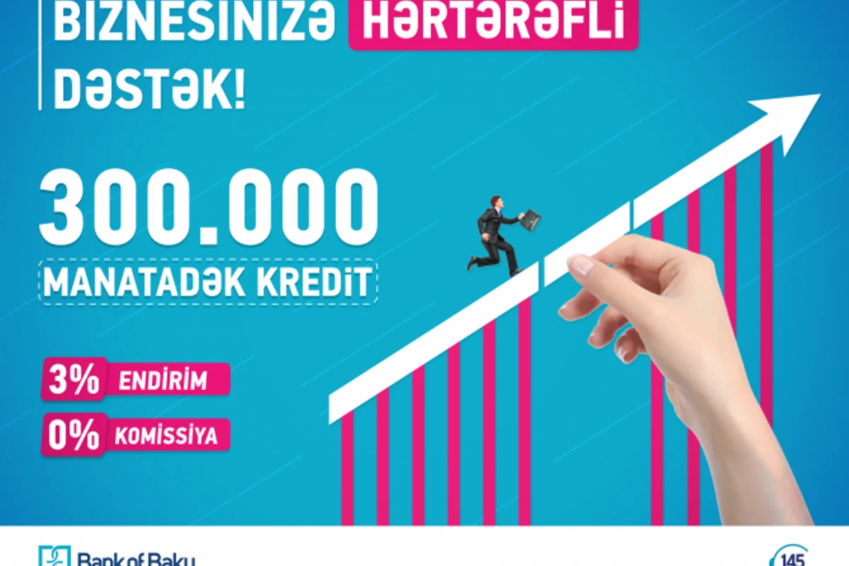 Bank of Baku-dan Biznes kreditlərinə 3% ENDİRİM və 0% KOMİSSİYA!