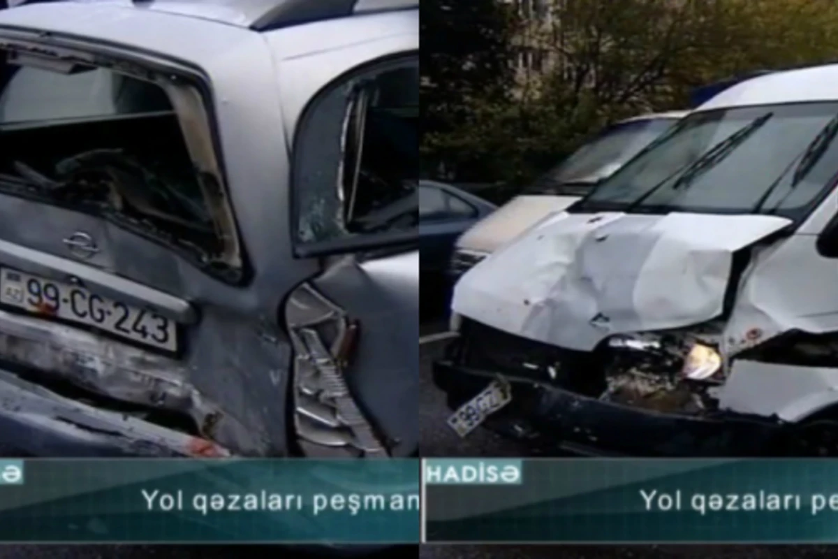 Bakıda zəncirvari qəza -   “Opel” “Cadillac”a çırpıldı (VİDEO)