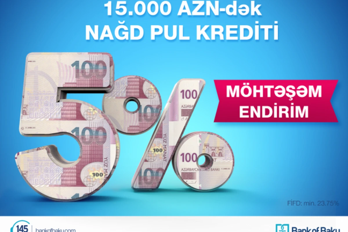 Bank of Baku-dan möhtəşəm kampaniya – 15.000 manatadək Nağd pul kreditinə 5% ENDİRİM!