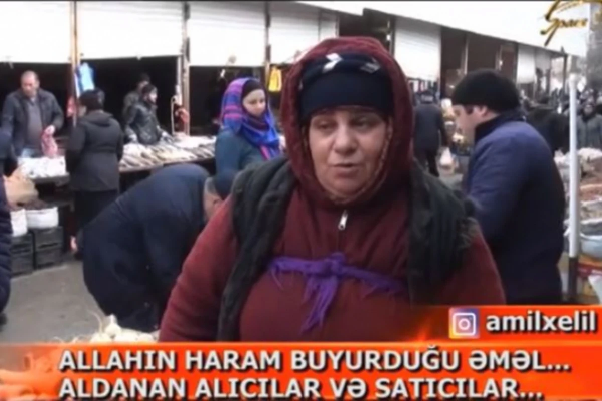 Bakı bazarında müştərini belə aldadırlar: Çəkini biz dəyişmirik, külək edir (VİDEO)