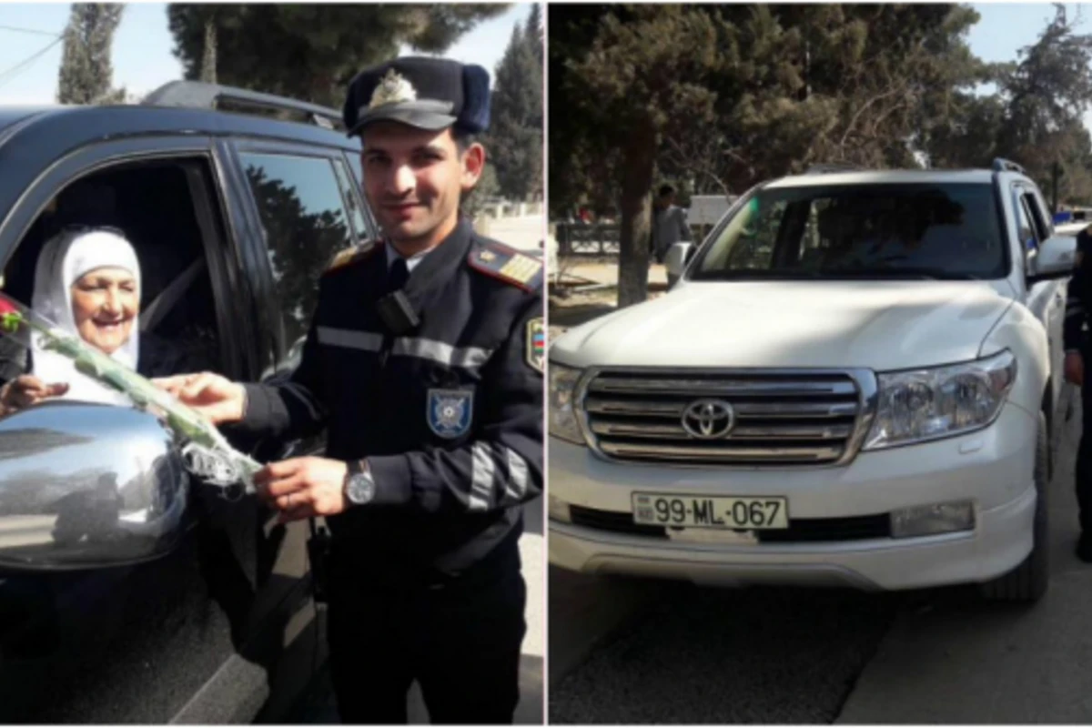 Yol Polisi qayda pozan qadın sürücülərə güzəşt etdi, gül verdi (FOTO)