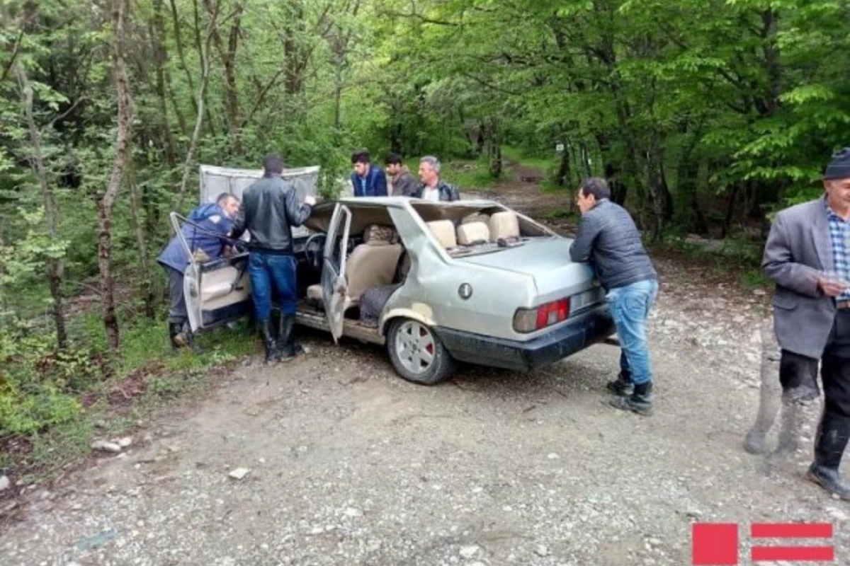 Şamaxıda avtomobili sel apardı - FOTO