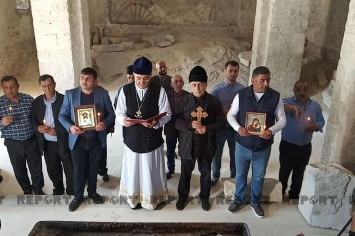 Alban-Udi xristian dini icması Tuğda qədim alban məbədini ziyarət etdi - FOTO