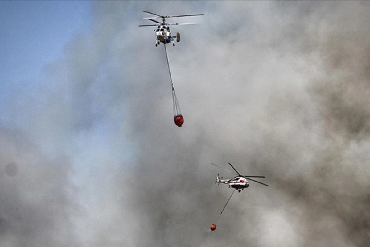 Oğuzda dağlıq ərazidə başlayan yanğının söndürülməsinə helikopter cəlb edildi - YENİLƏNİB