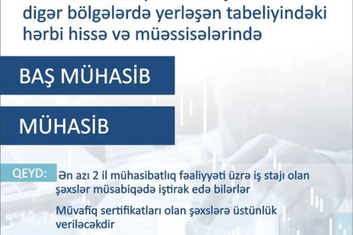 Müdafiə Nazirliyi vakant mühasib və baş mühasib vəzifələri elan edib