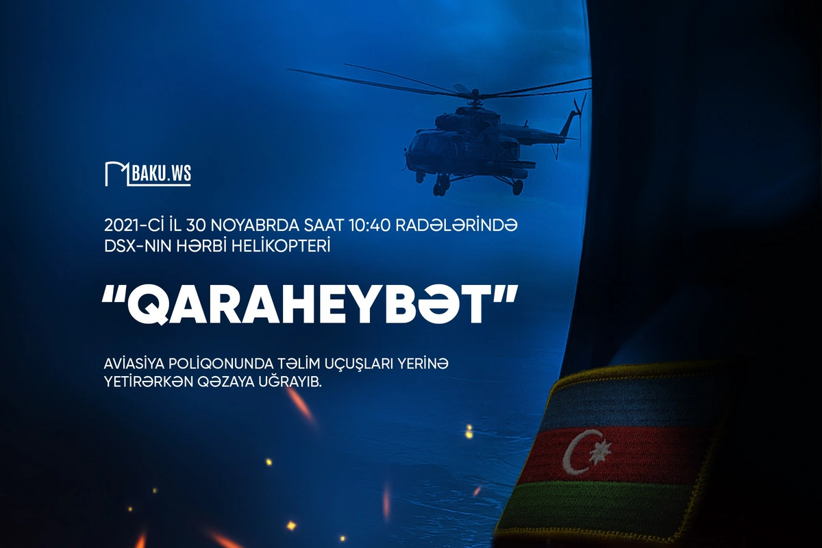 Qaraheybətdə hərbi helikopterin qəzaya uğramasından 3 il ötür