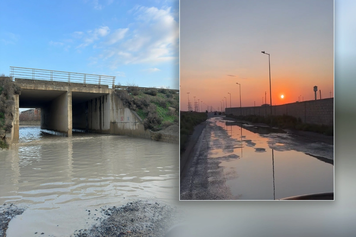 Tunelə dolan yağış suları sürücülərə çətin anlar yaşadır