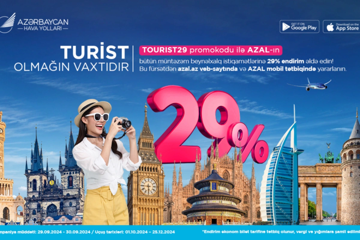 AZAL Turizm işçiləri Günü münasibətilə beynəlxalq reyslərə 29 % endirim təklif edir