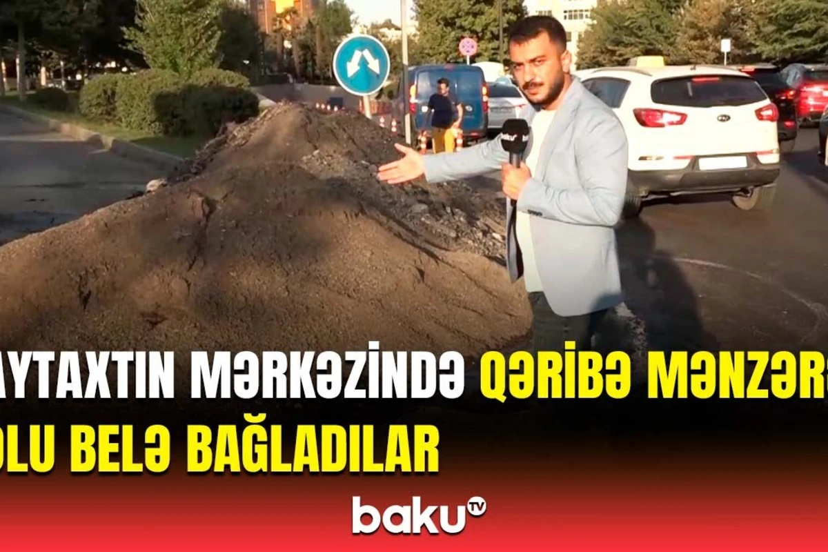 Bakıda yola qum töküb bağladılar