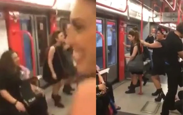 Gənc qızlar metroda sərnişinləri coşdurdu (VİDEO)