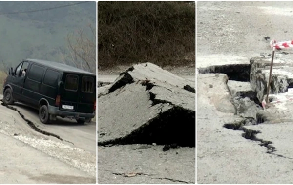 Azərbaycanda magistral yol çökdü (FOTO, VİDEO)