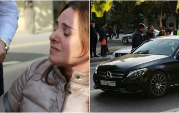 Bakıda lüks "Mercedes" qadını vurdu (FOTO)