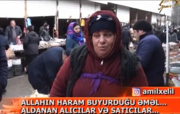 Bakı bazarında müştərini belə aldadırlar: "Çəkini biz dəyişmirik, külək edir" (VİDEO)