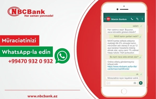 NBC Bank artıq Whatsappda