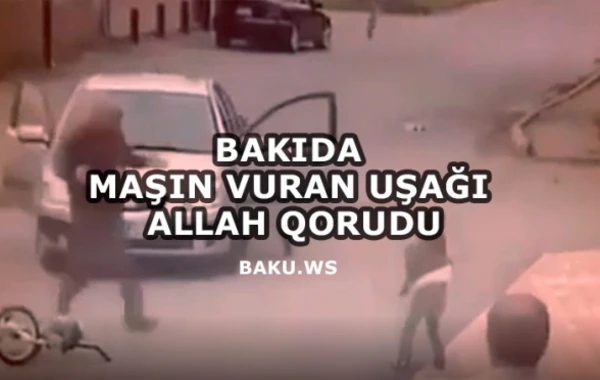 Bakıda maşının velosiped sürən uşağı vurması anı kameraya düşdü (VİDEO)