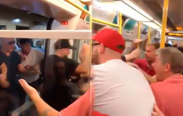 "Liverpul" və "Mançester Siti" fanatları metroda dalaşıb - VİDEO