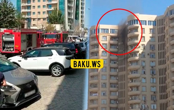 Bakıda 17 mərtəbəli binada başlayan yanğın söndürülüb - VİDEO