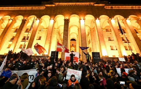 Gürcüstanda parlament binası önündə çaxnaşma - Saxlanılanlar və xəsarət alanlar var - FOTO