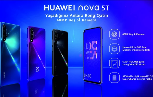 Sabah Yeni Ulduz Huawei Nova 5T modelinin rəsmi təqdimatı keçiriləcək