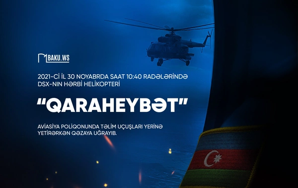 "Qaraheybət"də hərbi helikopterin qəzaya uğramasından 3 il ötür