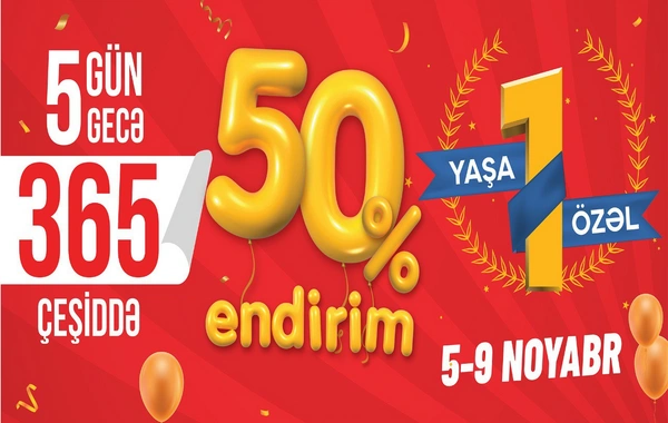 5 Gün 5 Gecə 365 məhsulda tam 50% endirim olacaq