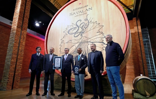 "SAVALAN - ASPI Winery" zavodunun şərab çəlləyi "Ginnesin Rekordlar Kitabı"na daxil oldu