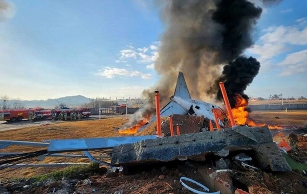 Cənubi Koreyada Çxve San Mok təyyarə qəzasında həlak olanların xatirəsini yad edib