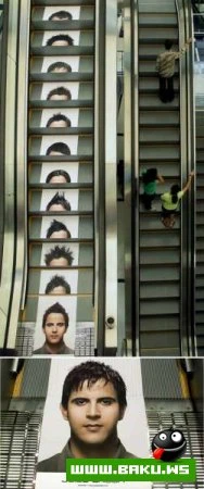 Eskalator uzerinde reklamlar