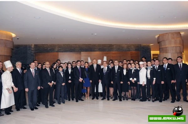 Президент Ильхам Алиев и его супруга Мехрибан Алиева приняли участие в открытии в Баку отеля JW Marriott Absheron