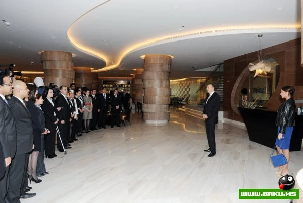 Президент Ильхам Алиев и его супруга Мехрибан Алиева приняли участие в открытии в Баку отеля JW Marriott Absheron