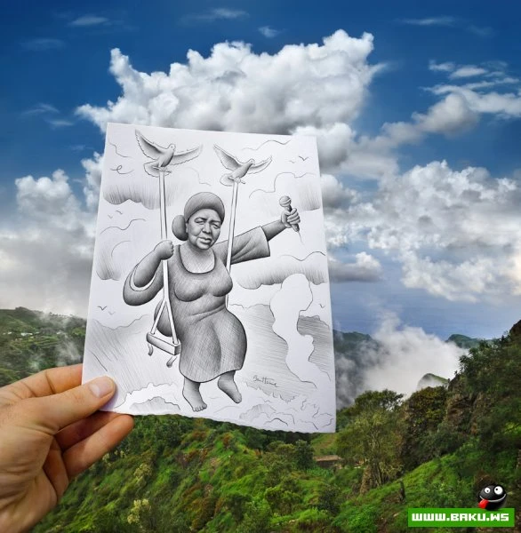 Фото + рисунок от Ben Heine