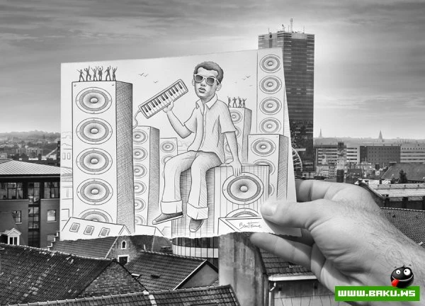 Фото + рисунок от Ben Heine