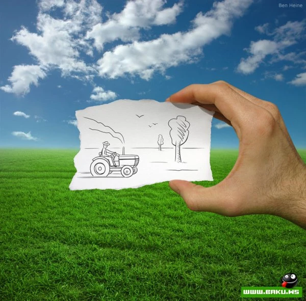 Фото + рисунок от Ben Heine
