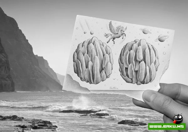 Фото + рисунок от Ben Heine