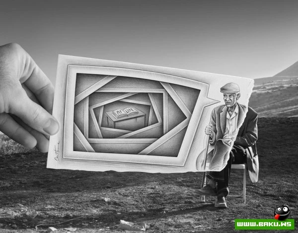 Фото + рисунок от Ben Heine