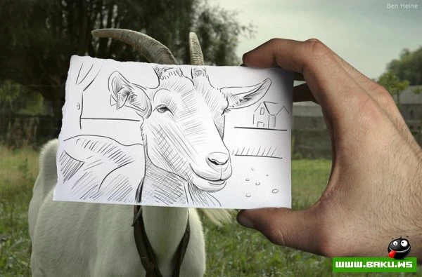 Фото + рисунок от Ben Heine