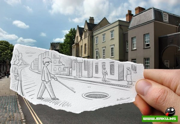 Фото + рисунок от Ben Heine