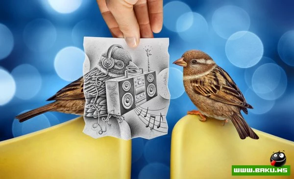 Фото + рисунок от Ben Heine