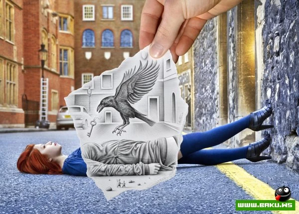 Фото + рисунок от Ben Heine